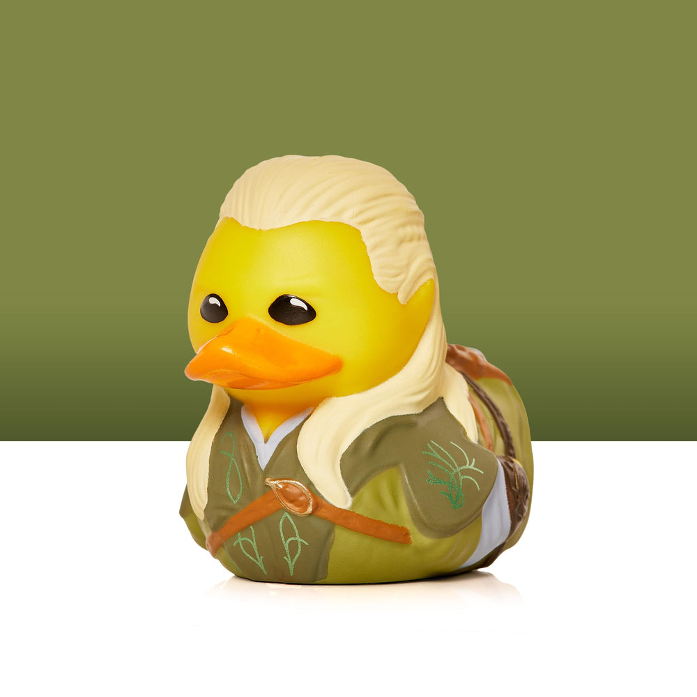 TUBBZ Mini Legolas duck on desk ready for display and conversation starters.