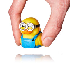 TUBBZ Mini Bob Cosplaying Duck on shelf enhances Minions fan decor