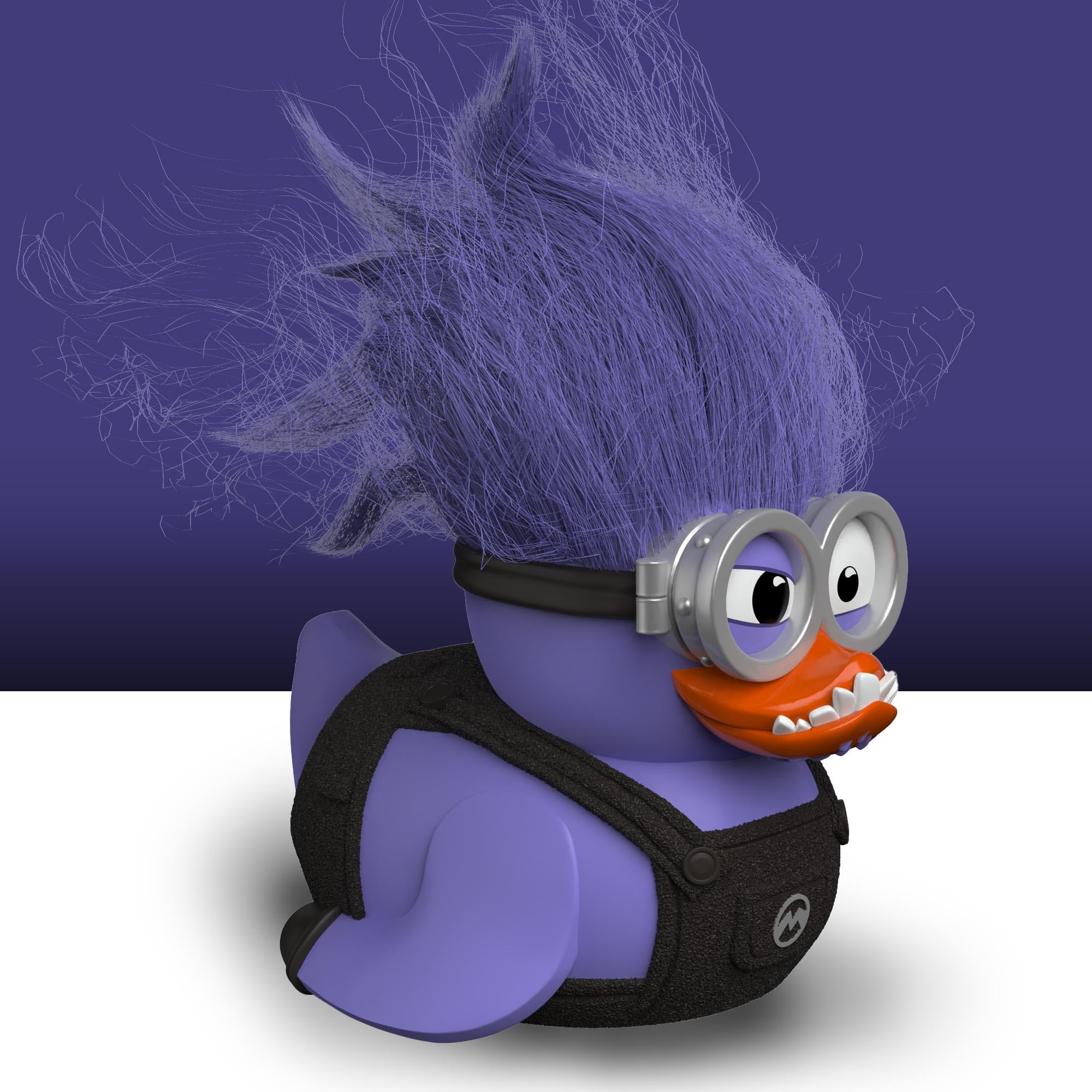 TUBBZ Purple Minion vinyl duck in tub display enhances shelf appeal.