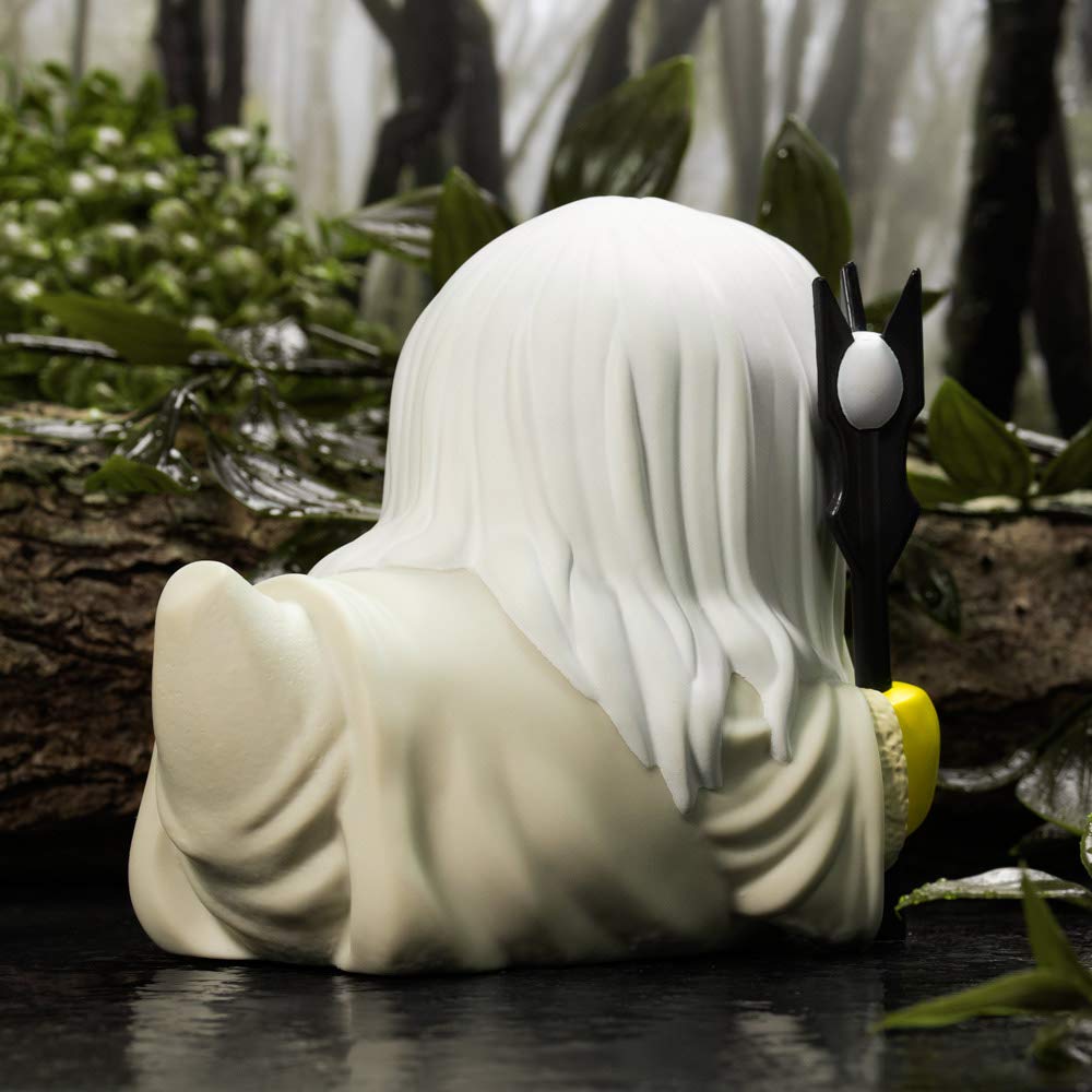 TUBBZ Saruman duck stands 9 cm on shelf or desk.