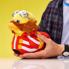 Sonic Dr Eggman plush side angle showing upright pose for shelf decor.