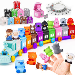 Tubkam learning toy train with barns and locks boosts fine motor skills and cognitive exploration.