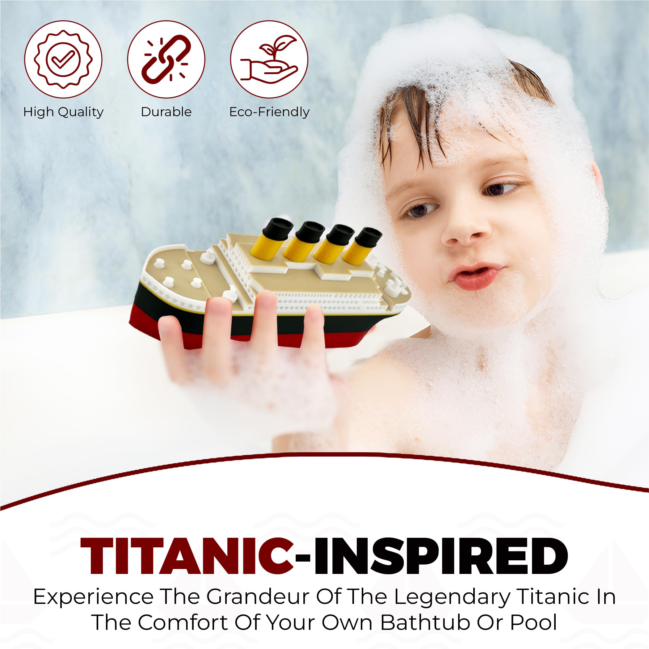 TUBTASTIC Titanic floating in pool for mini maritime adventures.