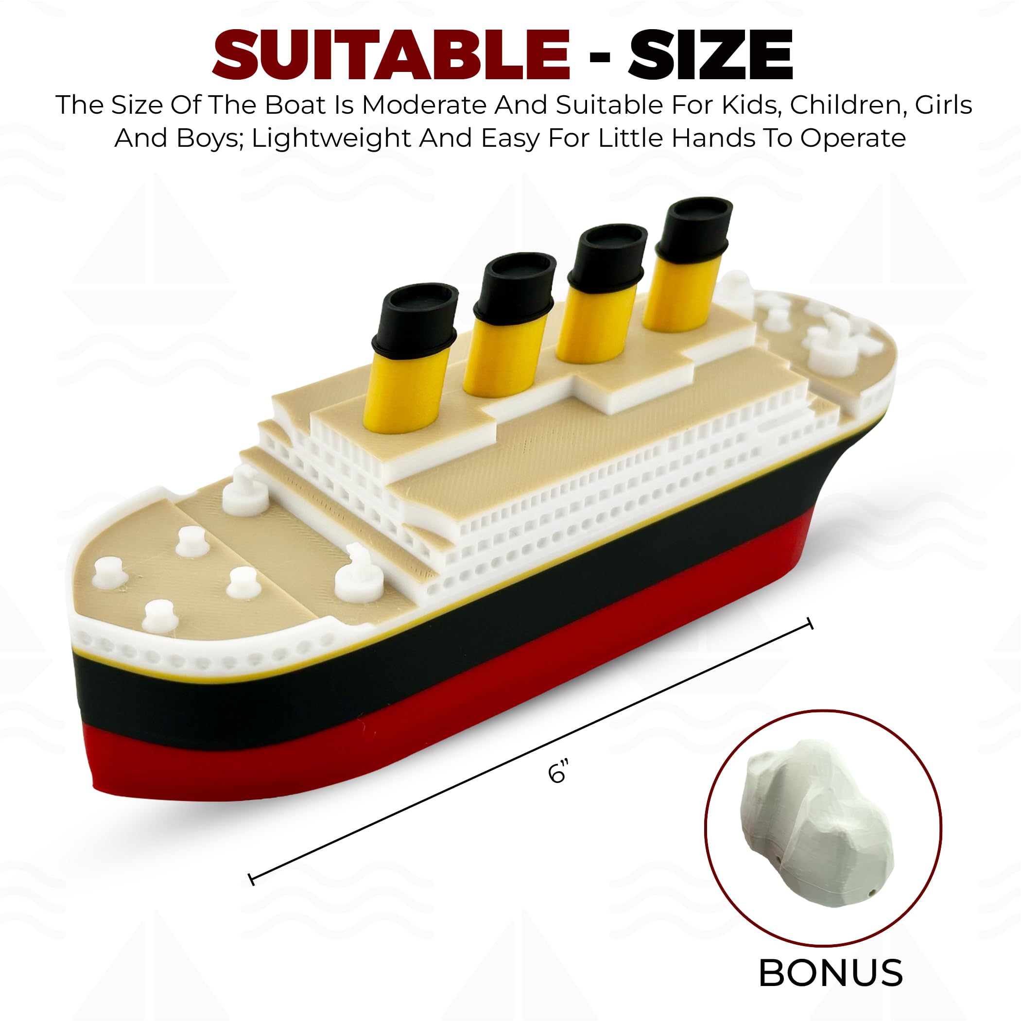 TUBTASTIC Titanic iceberg accessory adds storytelling visuals.