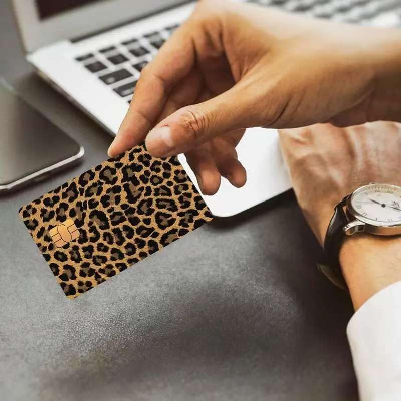 TUCEWP black leopard print card skin full-cover adds sleek protection.