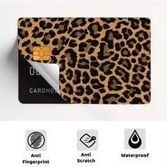 TUCEWP grey leopard print card skin full-cover provides durable scratch protection.