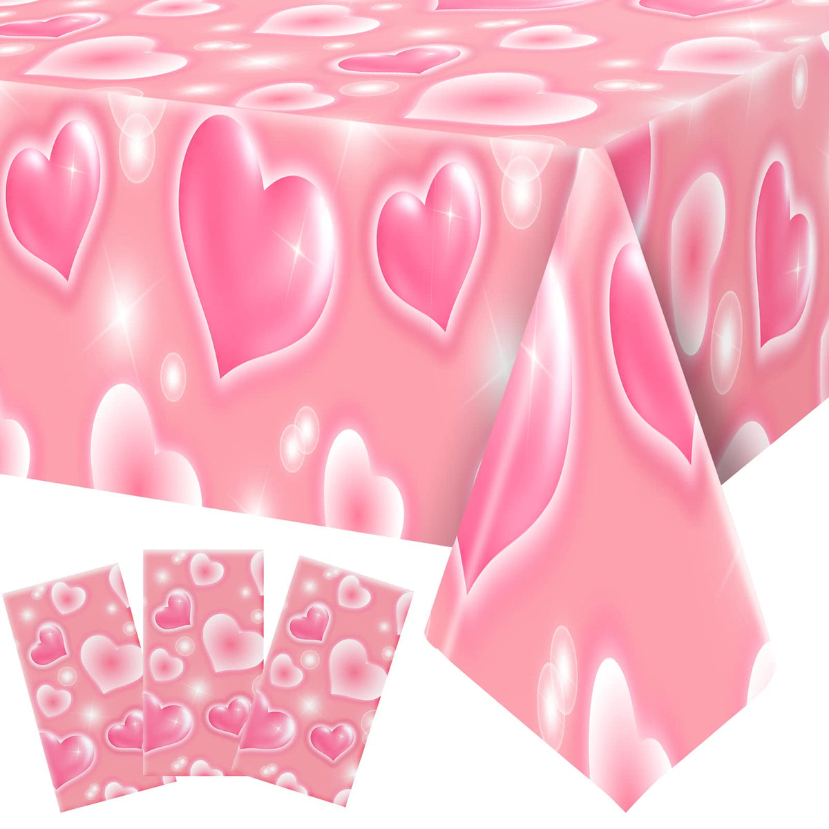 Tudomro 2000s tablecloth with pink heart pattern, ideal for retro party decor and spill protection.