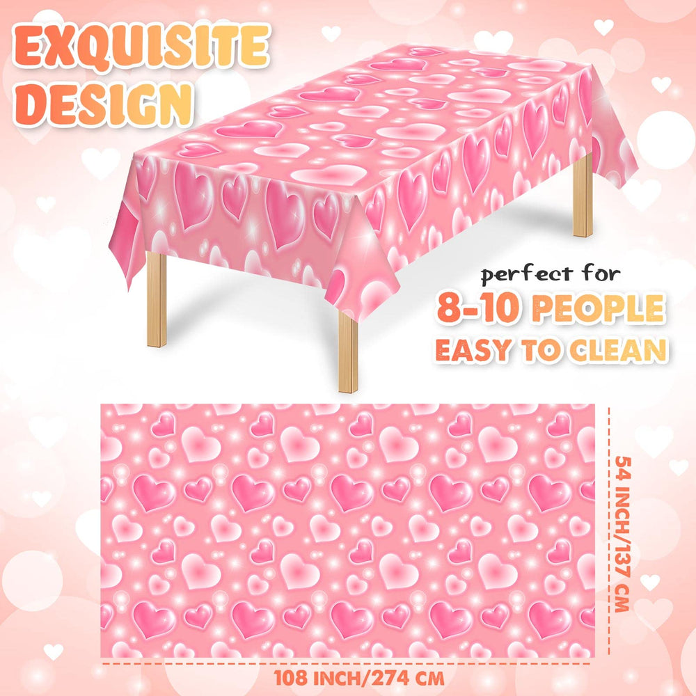 Tudomro 2000s tablecloth pink heart design, creates vibrant atmosphere while guarding surfaces.