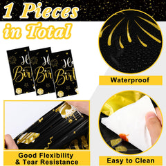 Tudomro black and gold tablecloth on a dining table, guarding against spills.