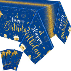 Tudomro happy birthday tablecloth blue-gold festive design for quick cleanup.