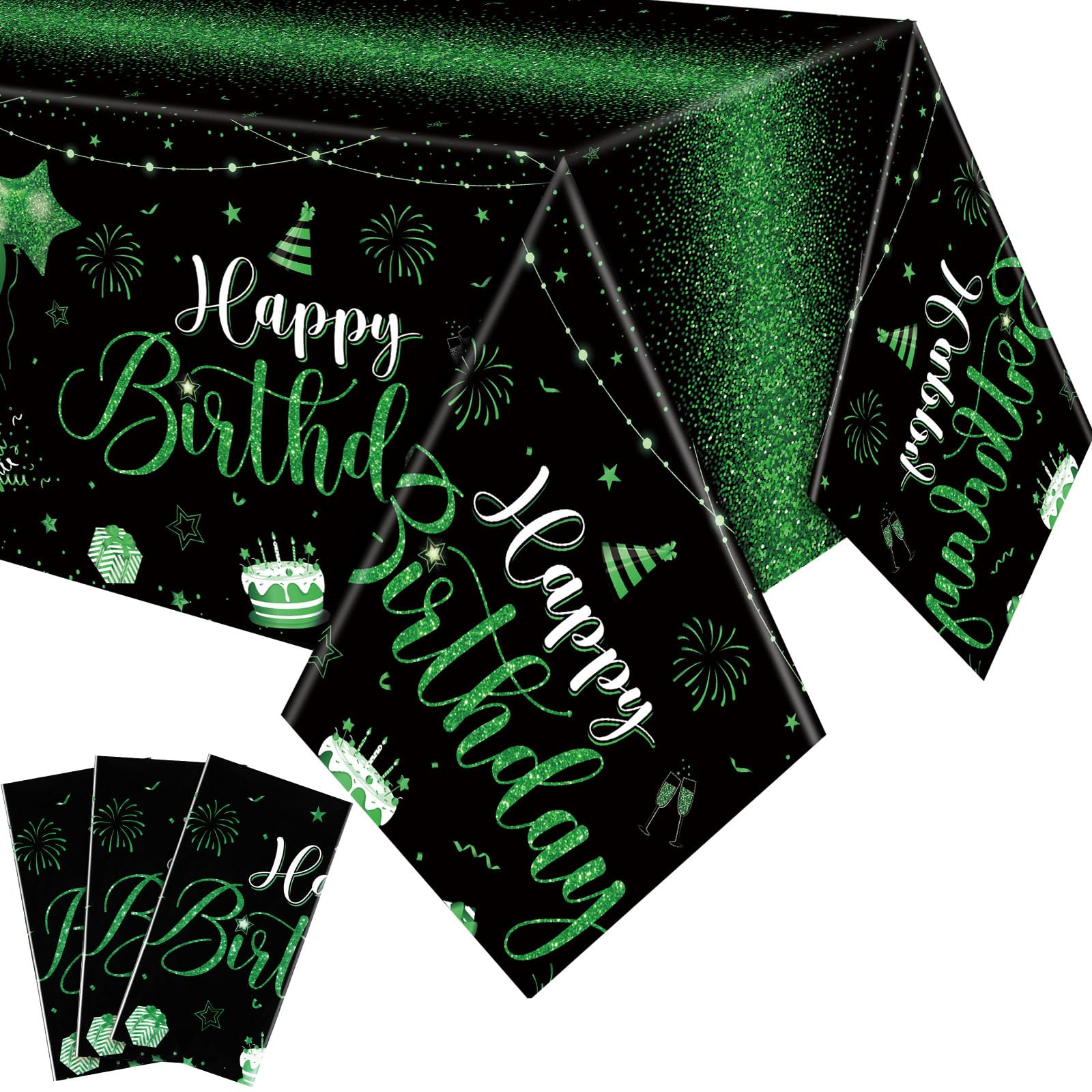 Tudomro Happy Birthday tablecloth with cakes and balloons for clean party setups