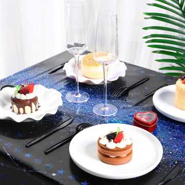 Tudomro Happy Birthday tablecloth highlights festive ambiance for celebrations.