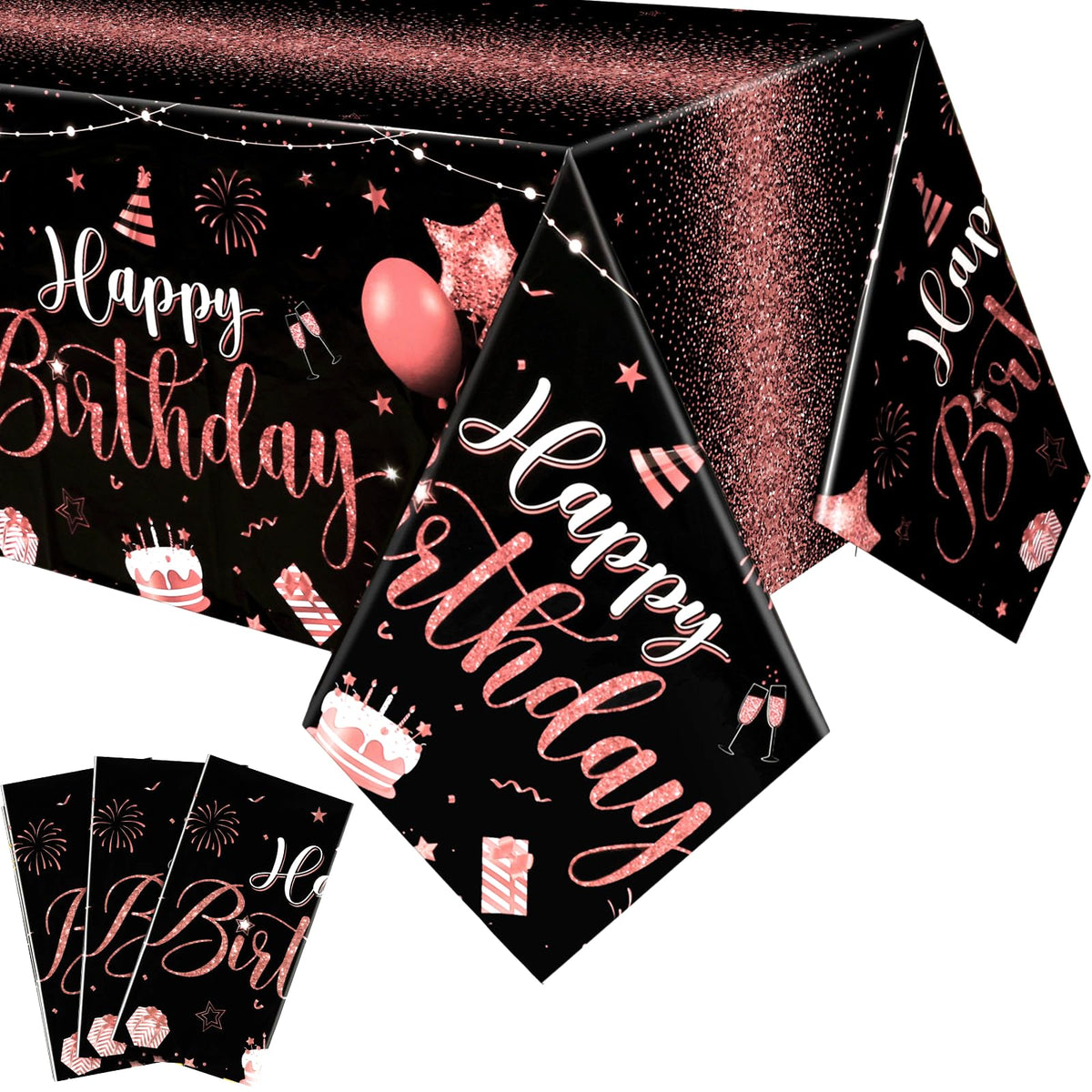 Tudomro Happy Birthday tablecloth pack of 3 protects tables during celebrations.