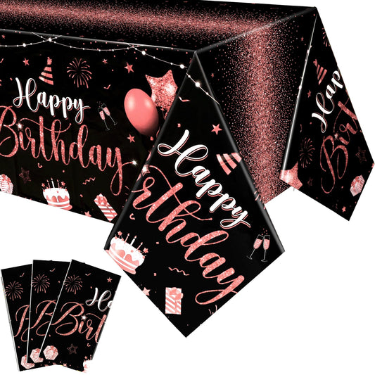Tudomro Happy Birthday tablecloth pack of 3 protects tables during celebrations.
