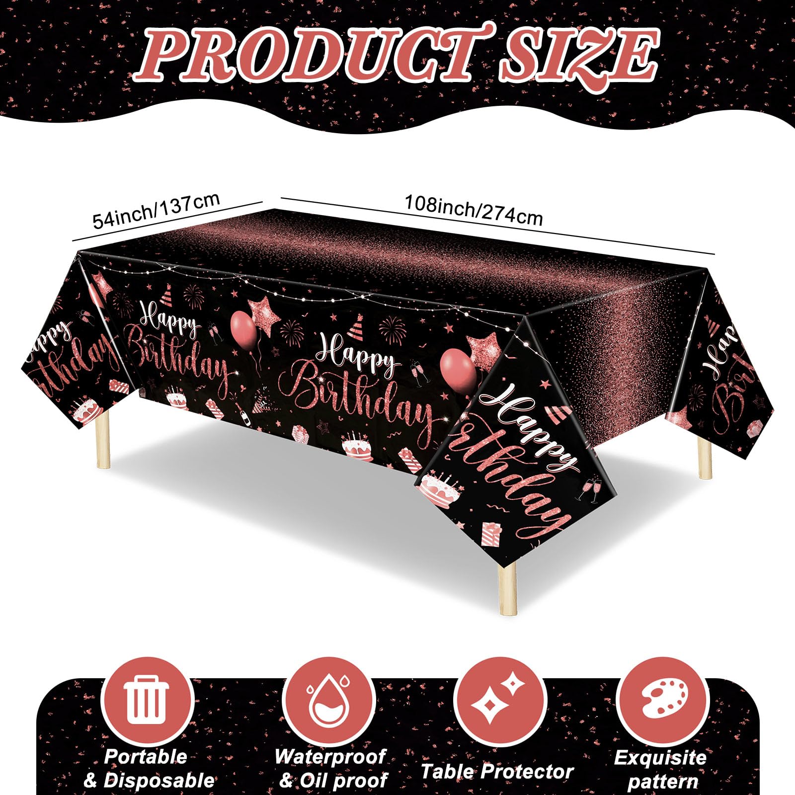 Tudomro tablecloth size 54x108 inches covers large rectangular tables.