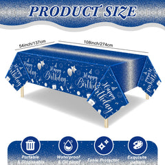 Tudomro blue-silver disposable tablecloth protecting from spills and crumbs.
