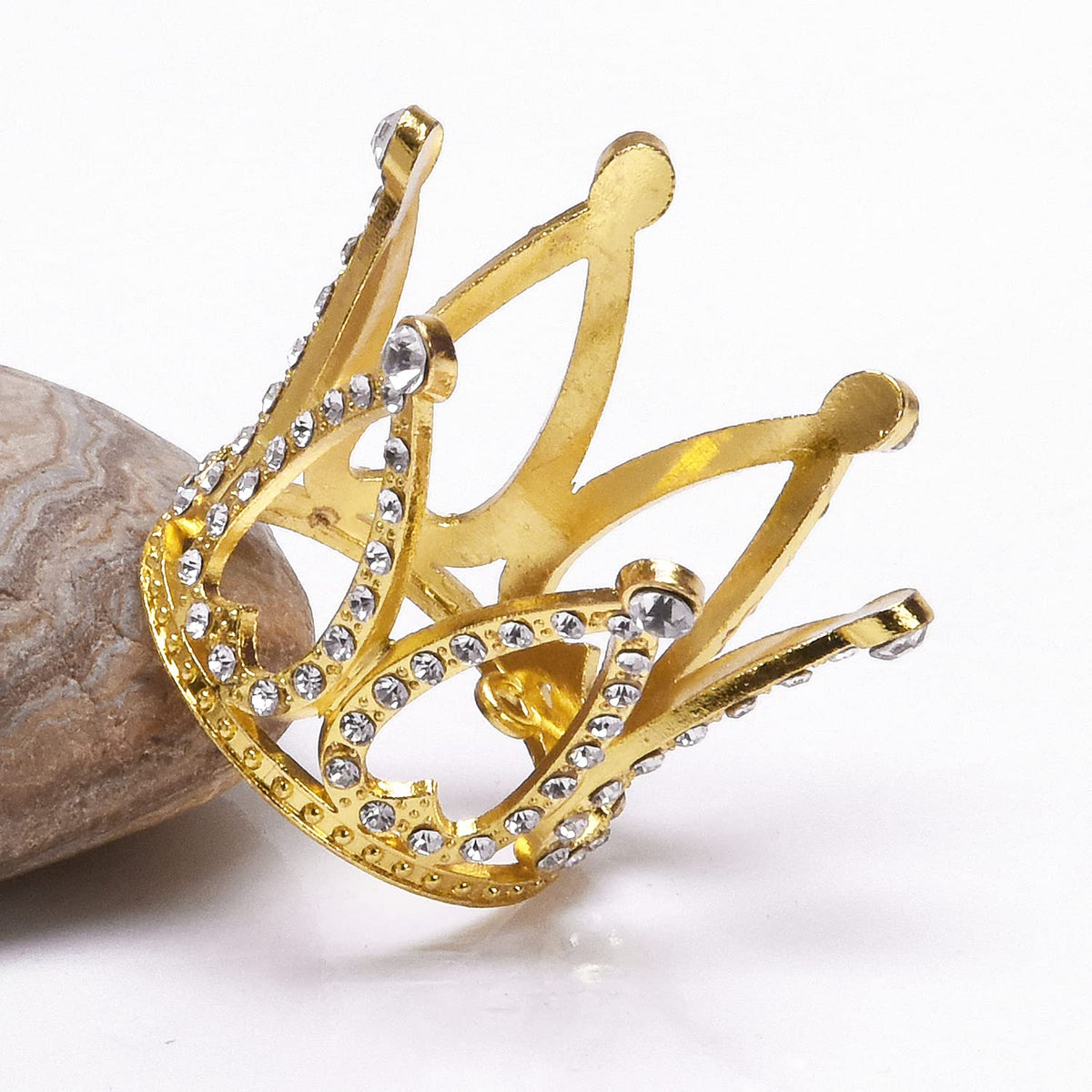 TUETOE gold mini crown cake topper with crystals on a cake for newborn photos