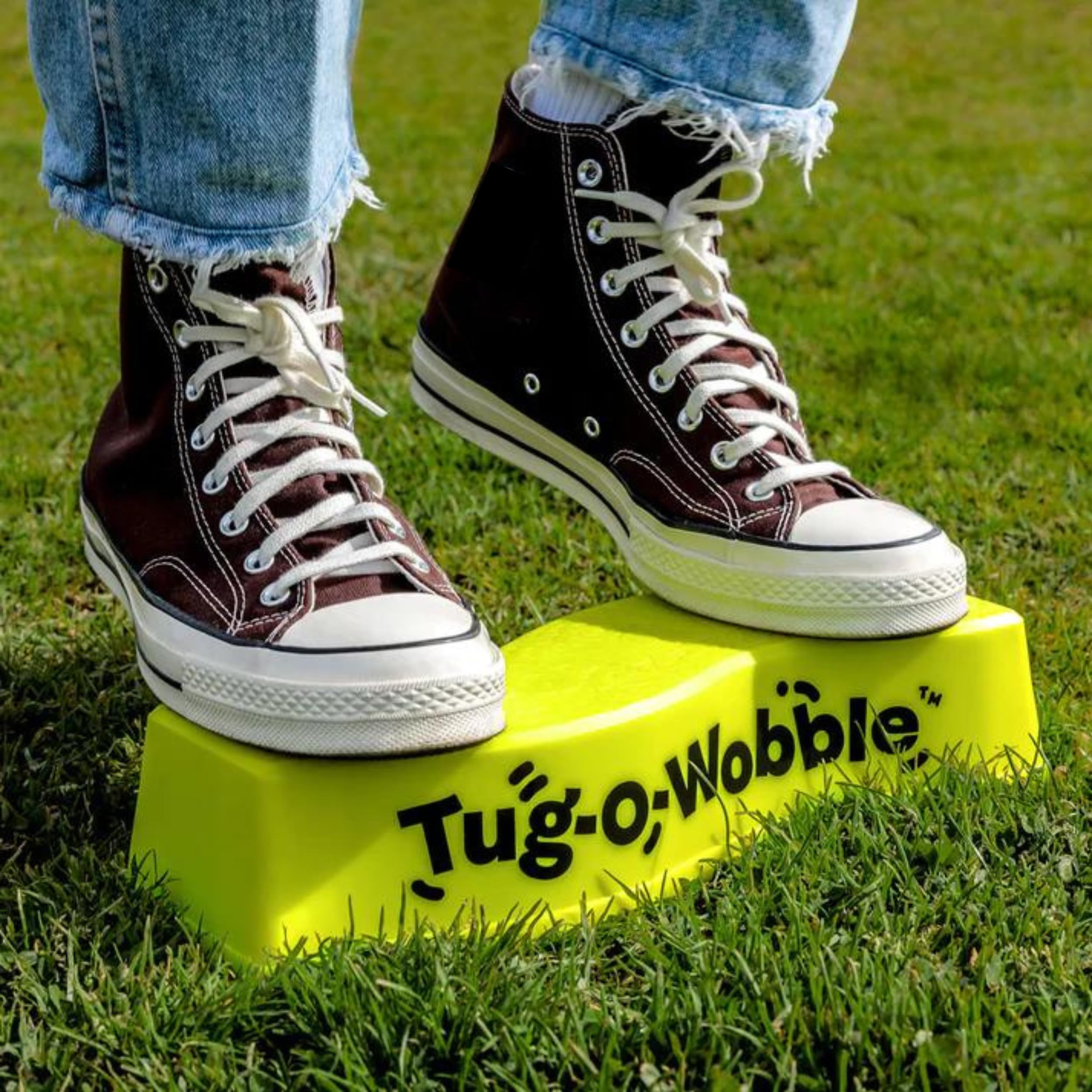 TUG O' WOBBLE in-action shot shows balance and competition.