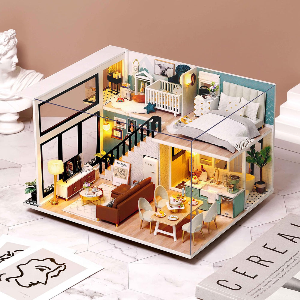 TuKIIE dollhouse bedroom furniture creates cozy mini spaces with precise details.