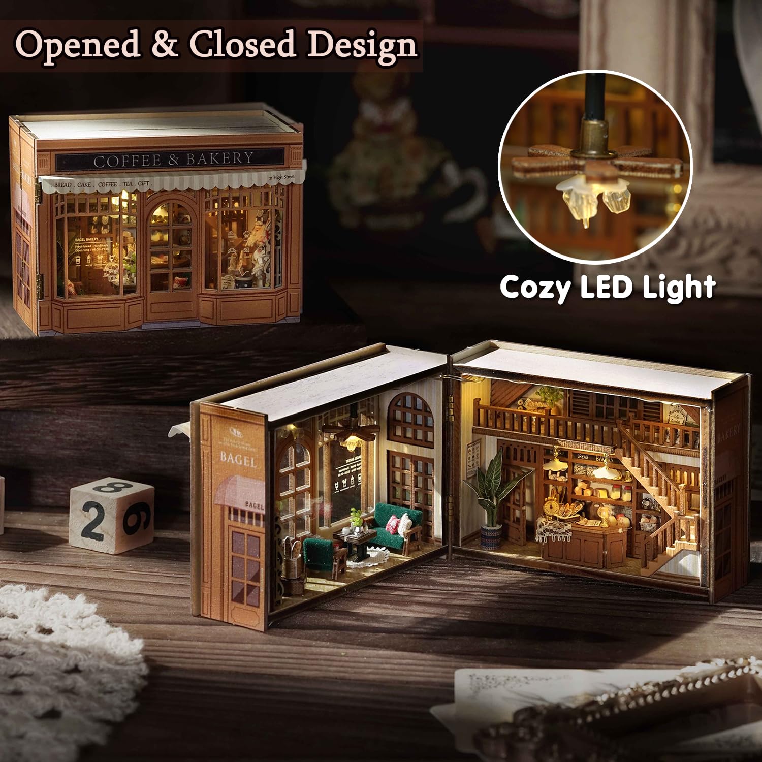 TuKIIE dollhouse furniture set adds tiny dining and counter details.