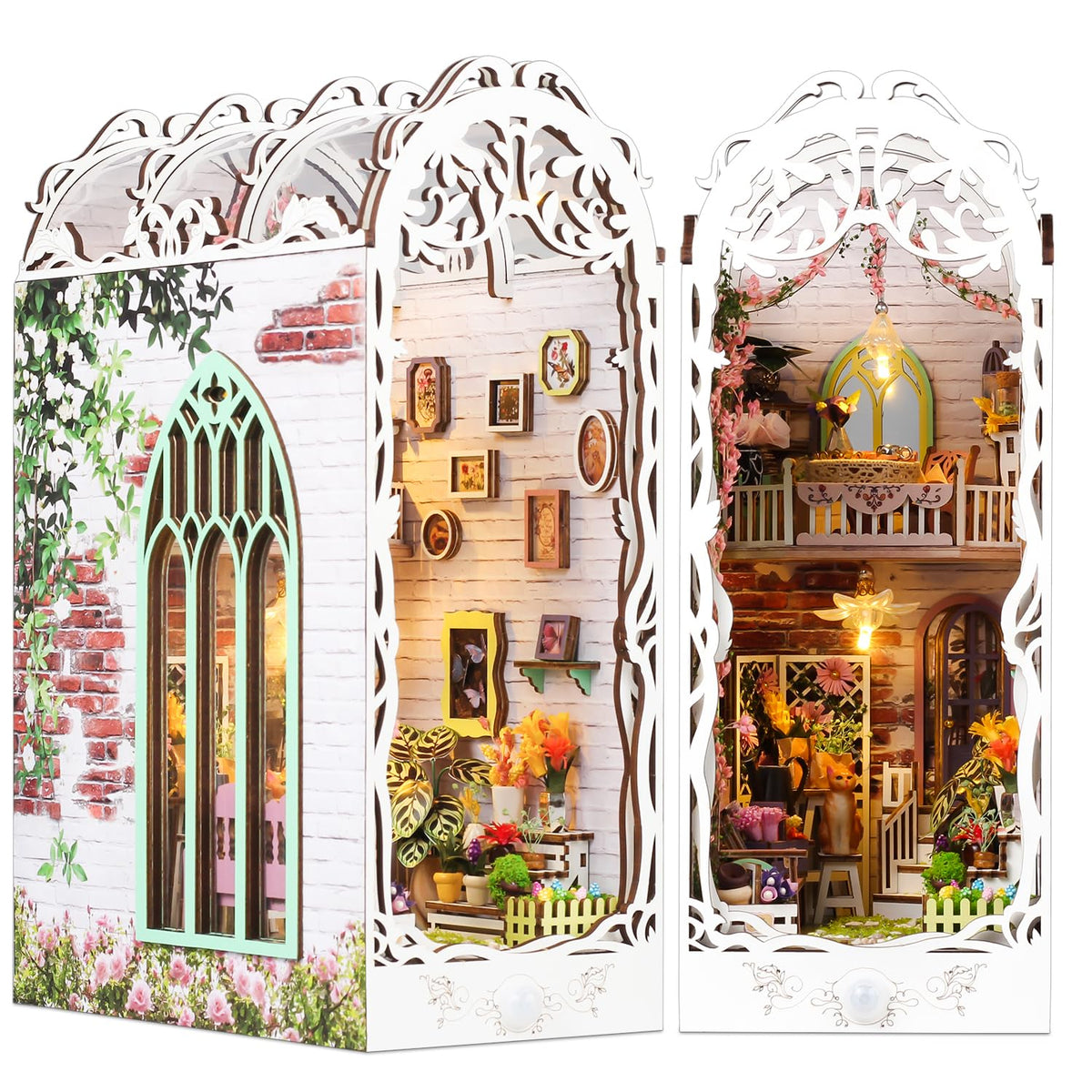 TuKIIE DIY Book Nook Flower House front view for cozy decor