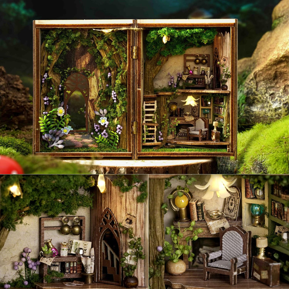 TuKIIE dollhouse with LED light option adds warm nighttime ambience.