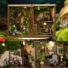 TuKIIE dollhouse with LED light option adds warm nighttime ambience.