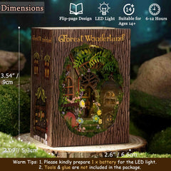 TuKIIE wooden ornaments and plants enhance the forest miniature setting.