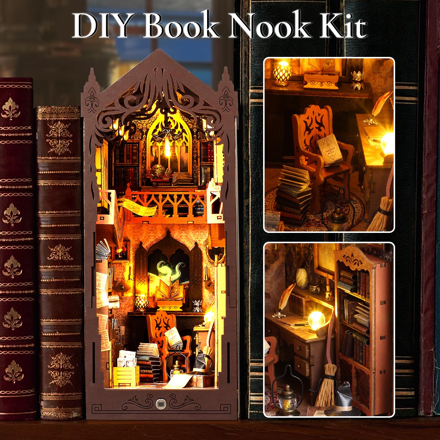 TuKIIE Book Nook sensor light in action adds a warm shelf glow.