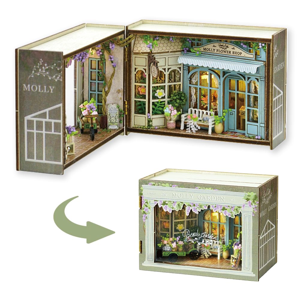 TuKIIE DIY miniature dollhouse kit opened, components ready for assembly, ideal for beginner projects