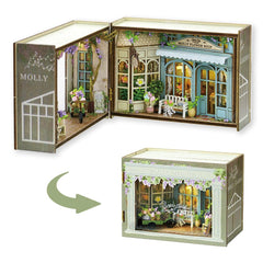 TuKIIE DIY miniature dollhouse kit opened, components ready for assembly, ideal for beginner projects