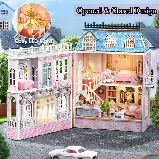 TuKIIE DIY dollhouse closed form showing compact display ready design