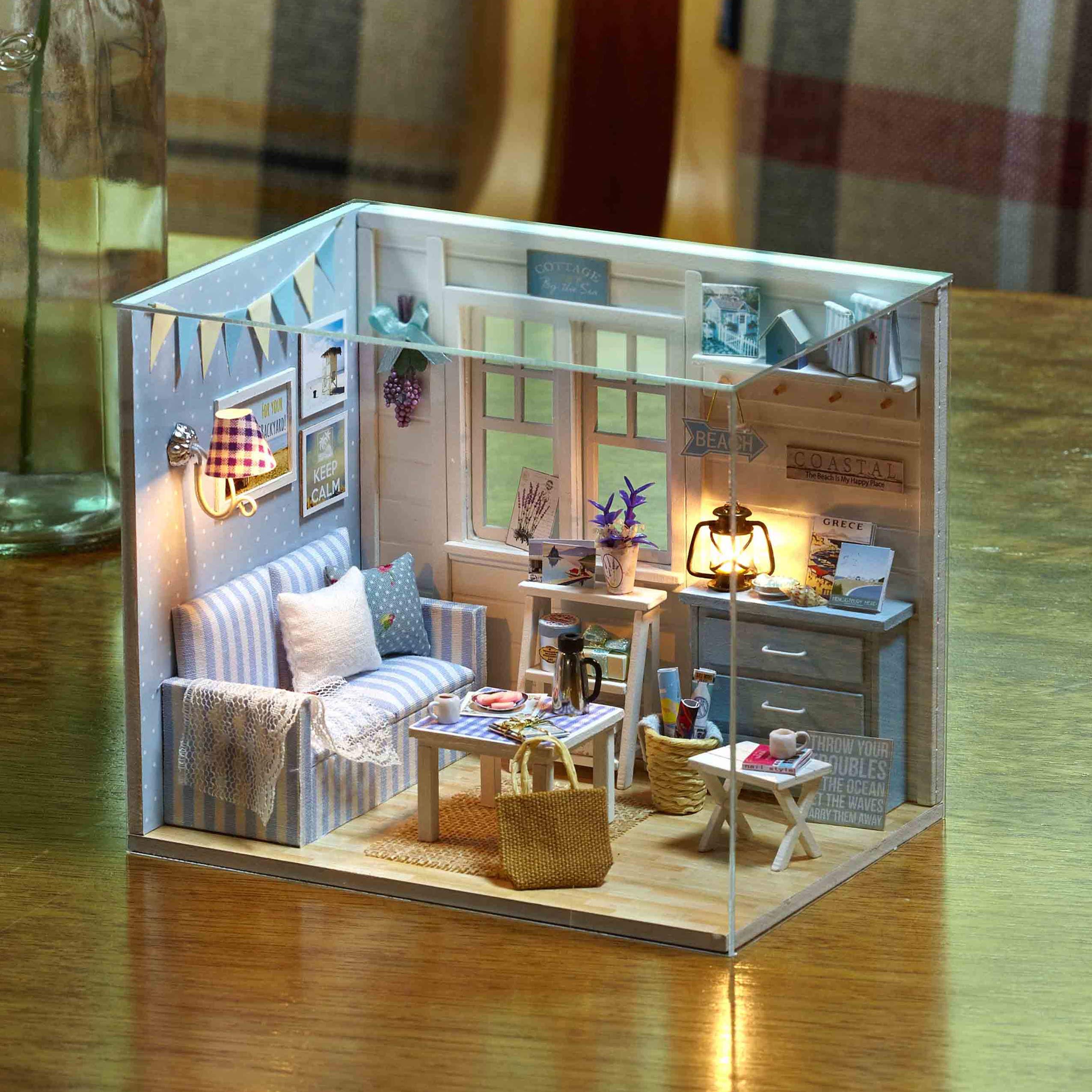 TuKIIE Beach Cottage interior view highlights tiny furniture details for storytelling