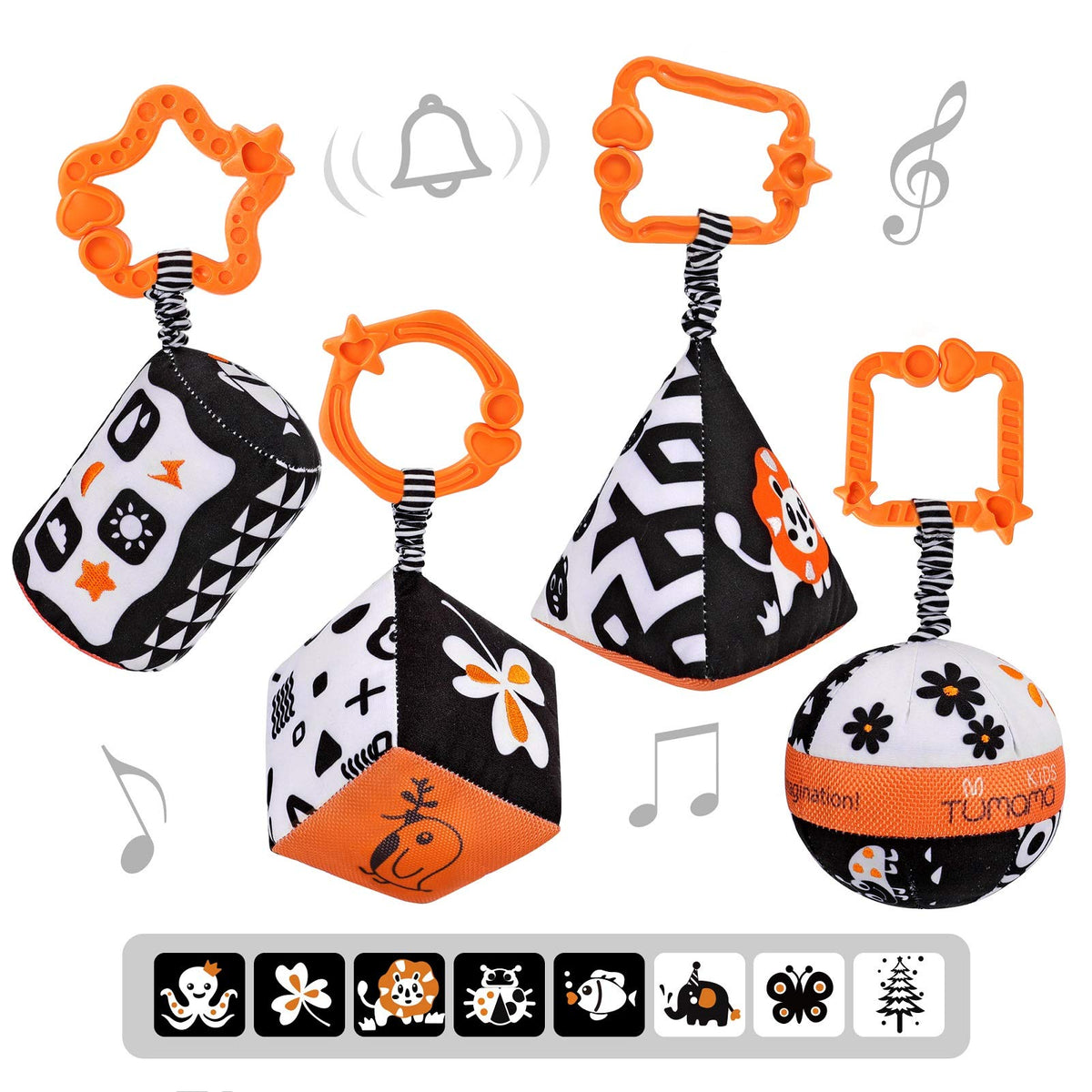 TUMAMA high-contrast cube block for babies improves visual tracking.