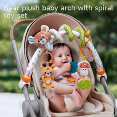 TUMAMA bear spiral toy close-up with soft plush and rattle.
