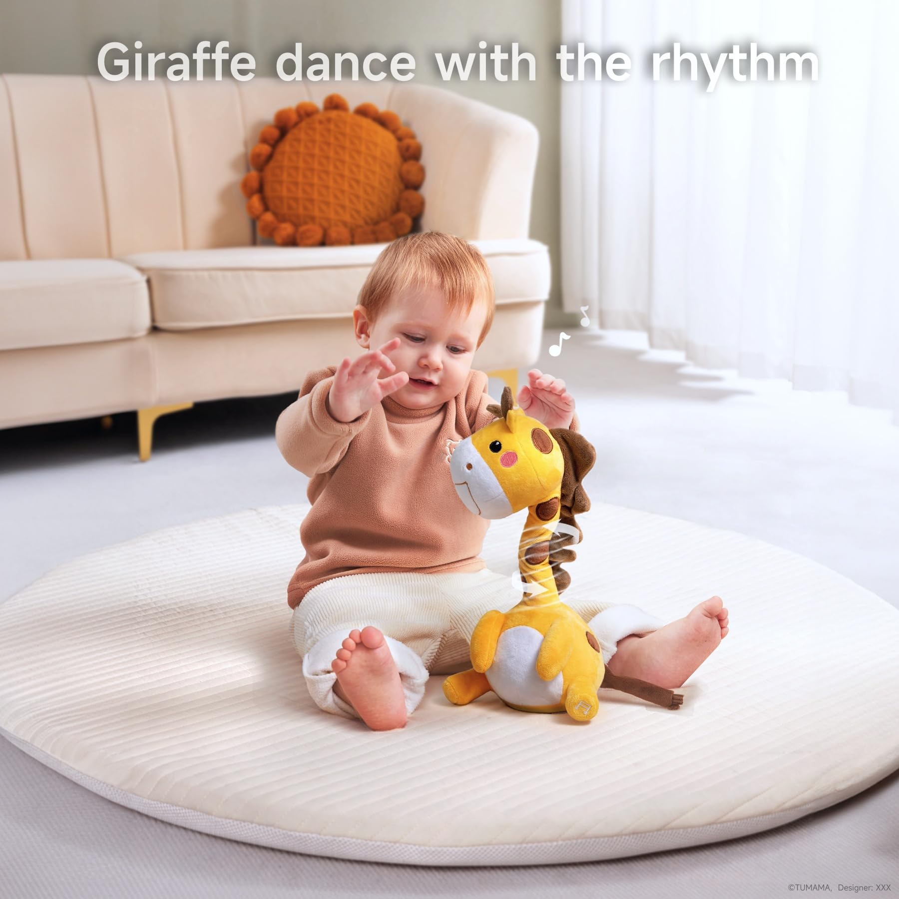TUMAMA Kids giraffe toy repeats what you say with a playful voice.