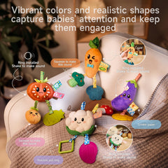 TUMAMA KIDS eggplant toy with crinkle texture invites tactile exploration.