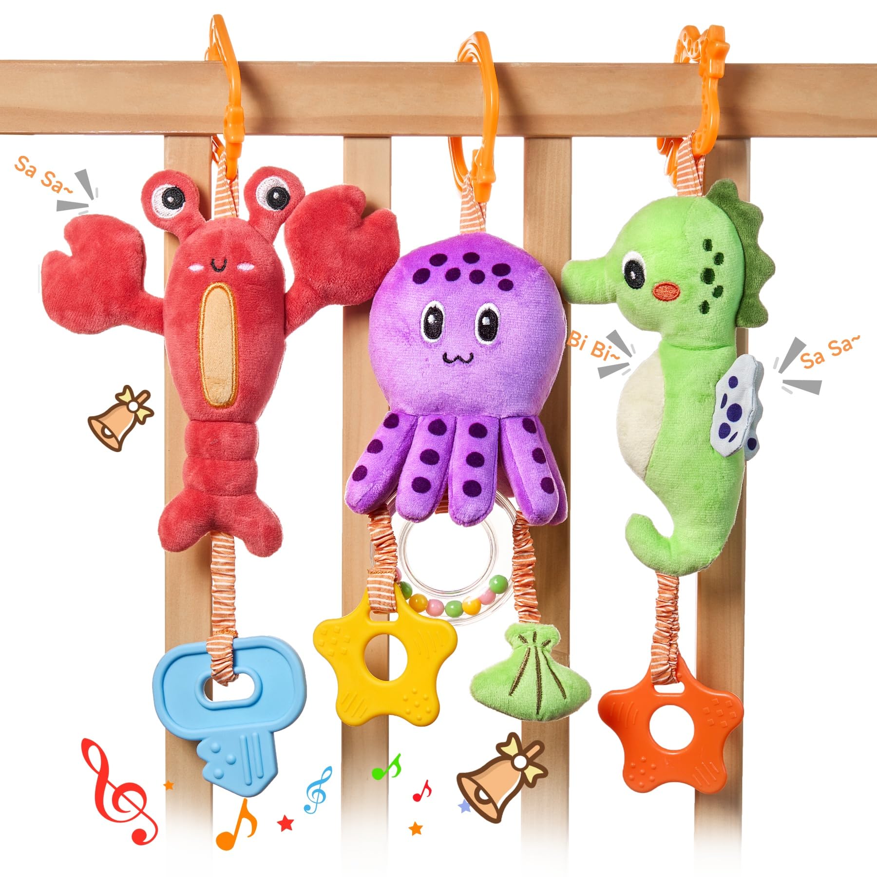 TUMAMA KIDS lobster hanging toy boosts visual attention and grasping skills.