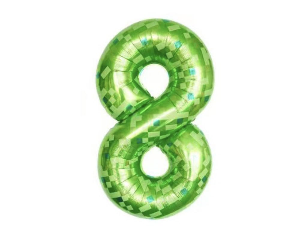 TUMEYET cartoon green pixel miner birthday banner ideal for a vibrant backdrop