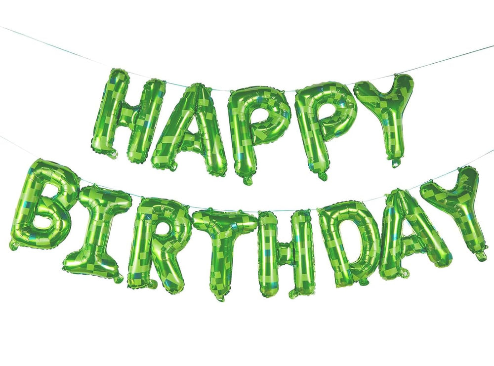 TUMEYET Green Pixel Miner balloons forming a playful backdrop