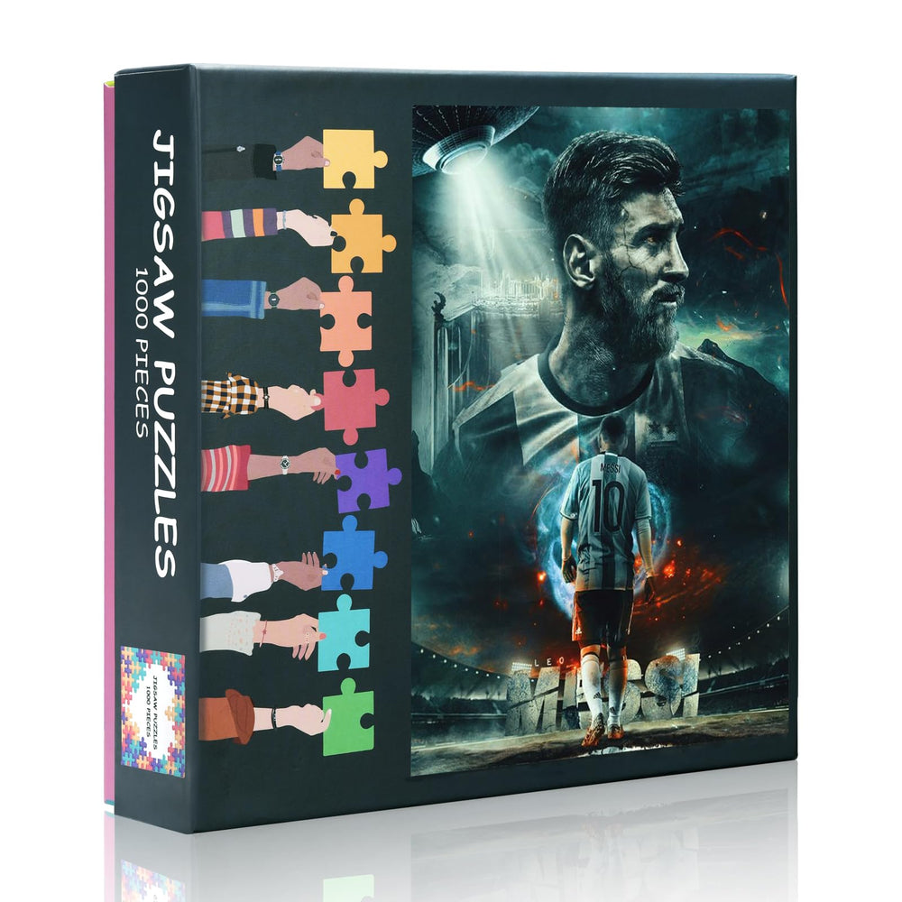 TUMOVO 1000-piece Argentina World Cup puzzle packaging with A4 poster guide for easy assembly.