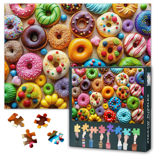 Tumovo Delicious Donuts 1000-piece puzzle, a satisfying challenge for dessert lovers.