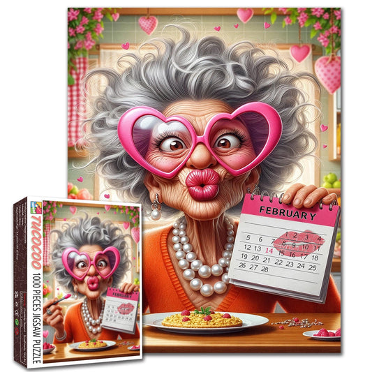 Tumovo Happy Grandma puzzle in pink, a relaxing, screen-free pastime.
