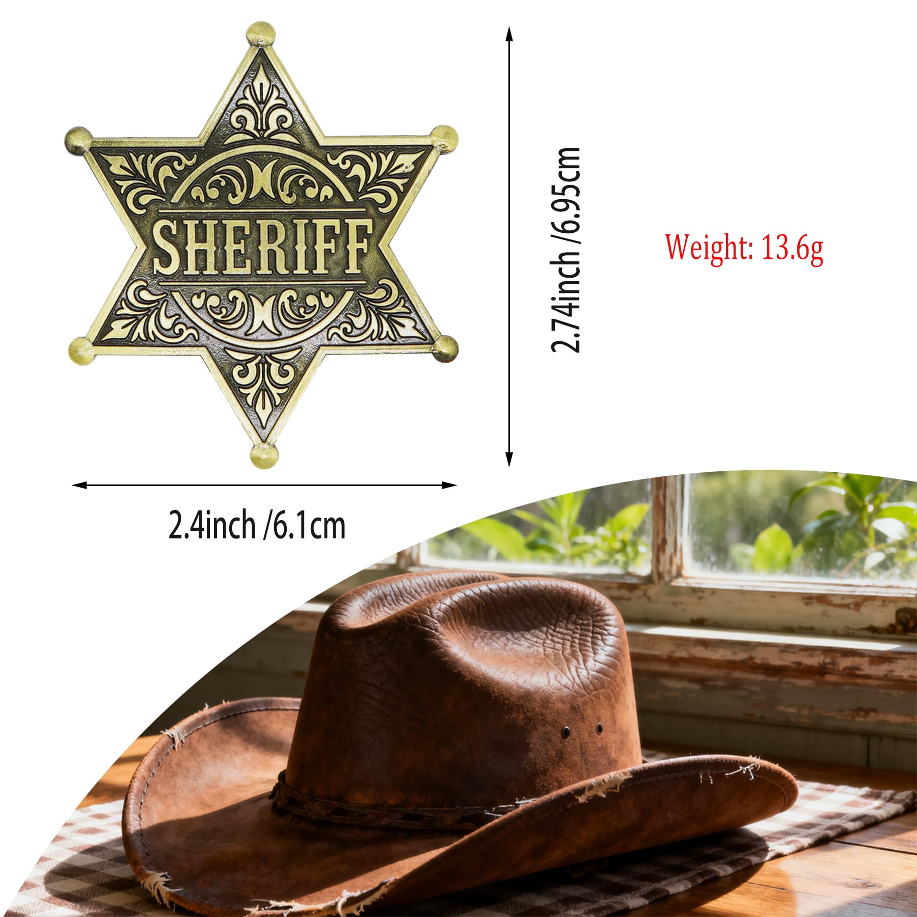 TungminJ sheriff badge back with secure pin for cosplay