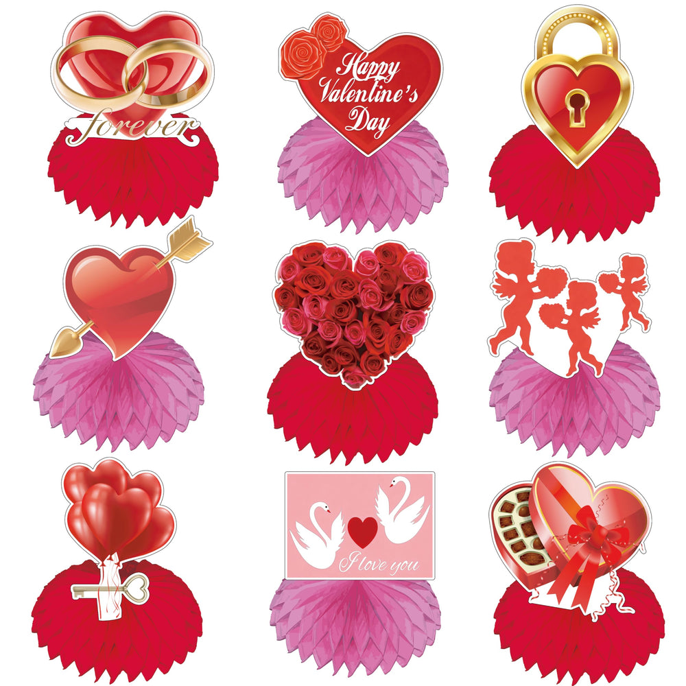 TUOCYERD Valentine heart 3D honeycomb centerpiece for romantic dining