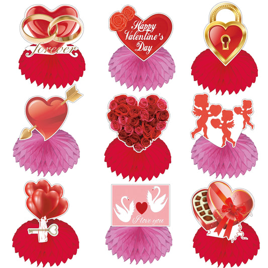 TUOCYERD Valentine heart 3D honeycomb centerpiece for romantic dining