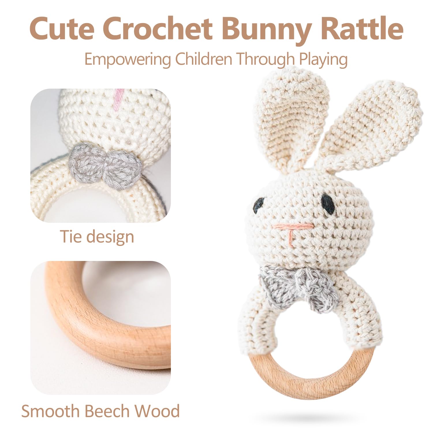 TUOWITA gift-ready rattle suits baby announcements or gifts.