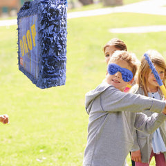 Tuoyi Drop Box Piñatas Boombox blue front view, adds festive flair to any party.