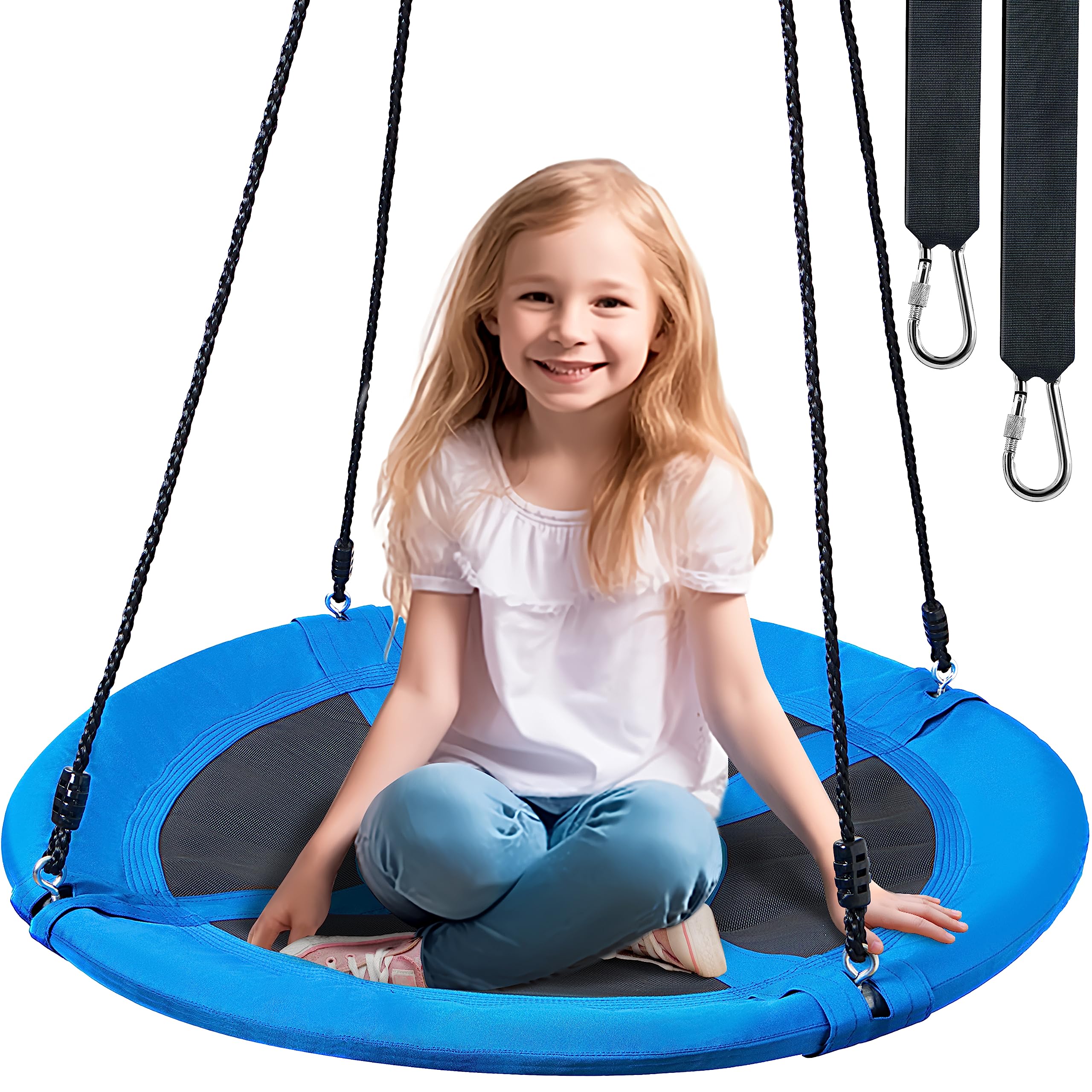 TURFEE 40-inch saucer swing blue seat for backyard fun and quick setup