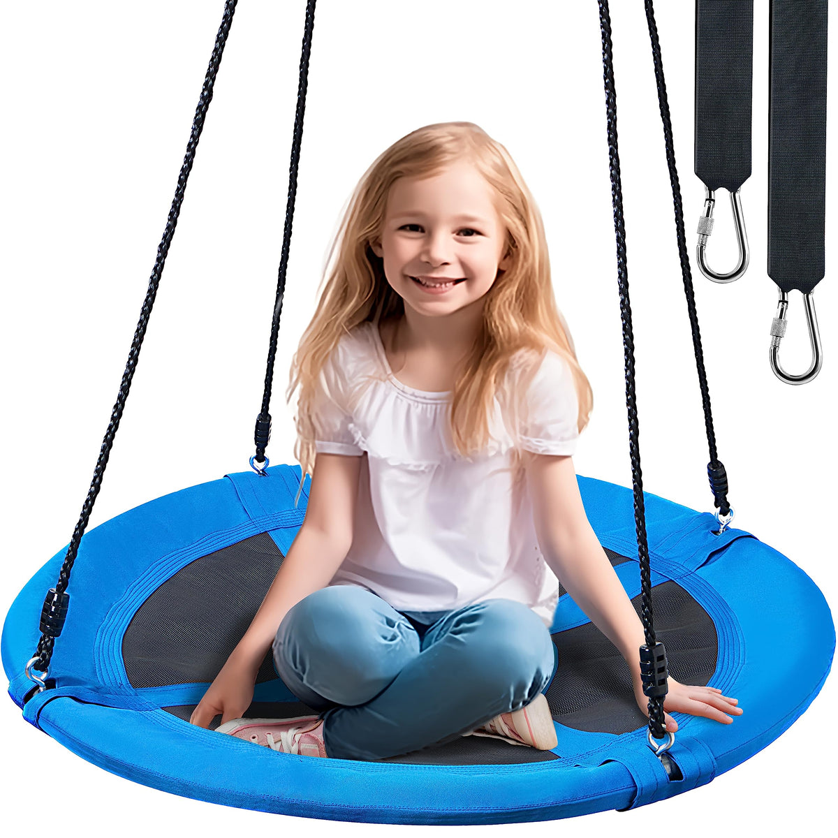 TURFEE 40-inch saucer swing blue seat for backyard fun and quick setup
